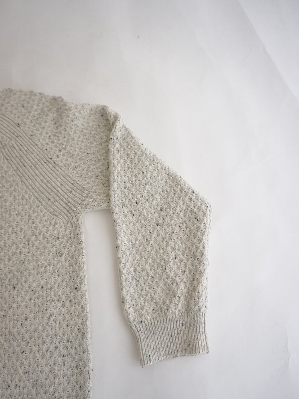 Vintage WindRiver Cream Speckled Knit Crew Neck Heavy Textured Cotton Sweater XL - Picture 4 of 10